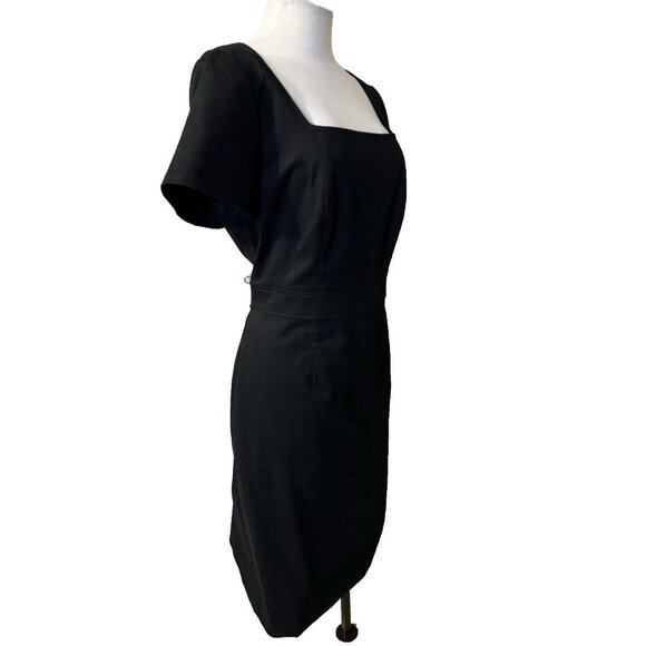 J Crew Sheath Dress 12 Black Short Sleeve Stretch Cotton Washable Career Casual - Picture 4 of 10